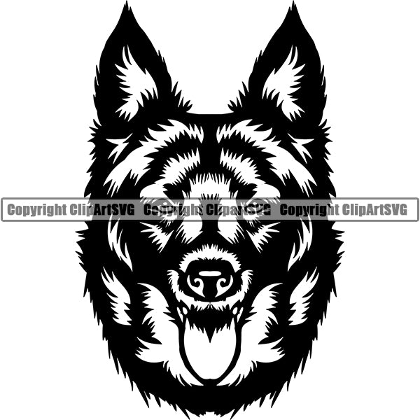 Mudi Dog Breed Head Face ClipArt SVG 001