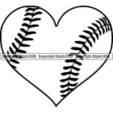 Baseball Logo Heart ClipArt SVG