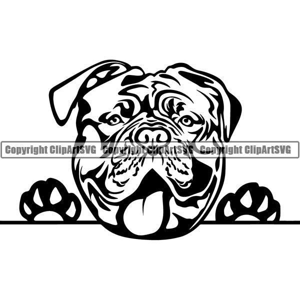 Mastiff Peeking Dog Breed ClipArt SVG 001