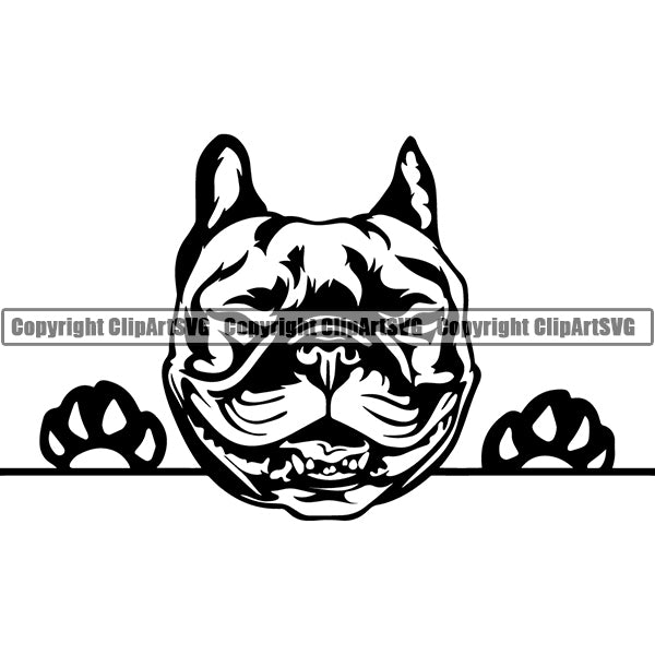 Boston Terrier Peeking Dog Breed Clipart SVG 004