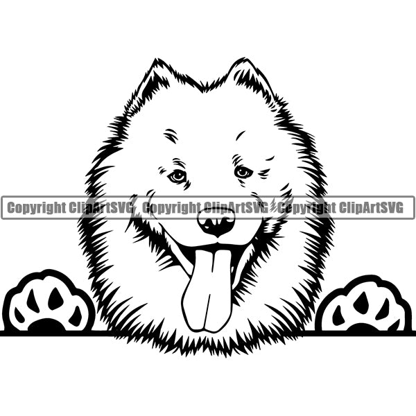 Samoyed Peeking Dog Breed ClipArt SVG 003