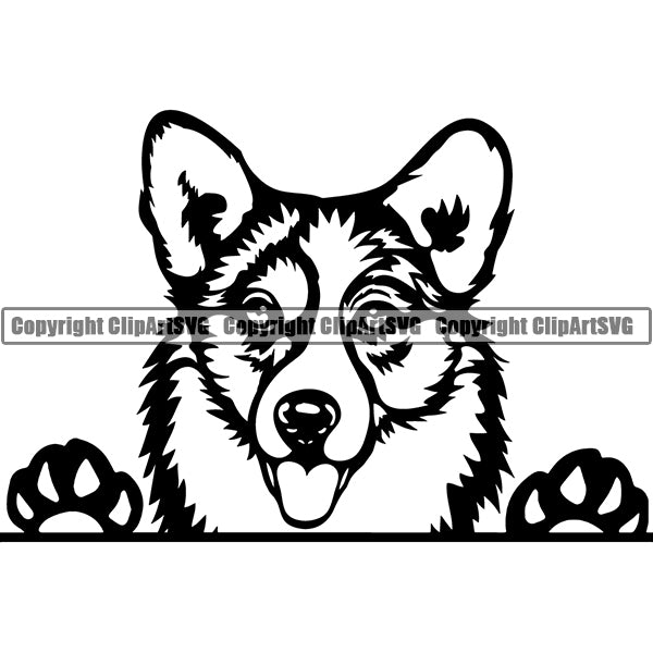 Cardigan Welsh Corgi Peeking Dog Breed Clipart SVG
