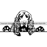 English Cocker Spaniel Peeking Dog Breed ClipArt SVG 001