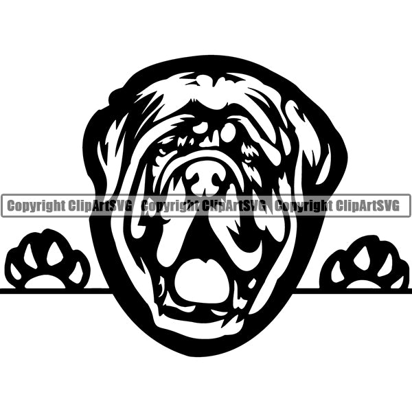 Mastiff Peeking Dog Breed ClipArt SVG 002