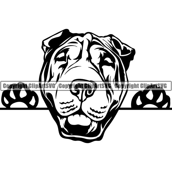 Shar Pei Peeking Dog Breed ClipArt SVG 002