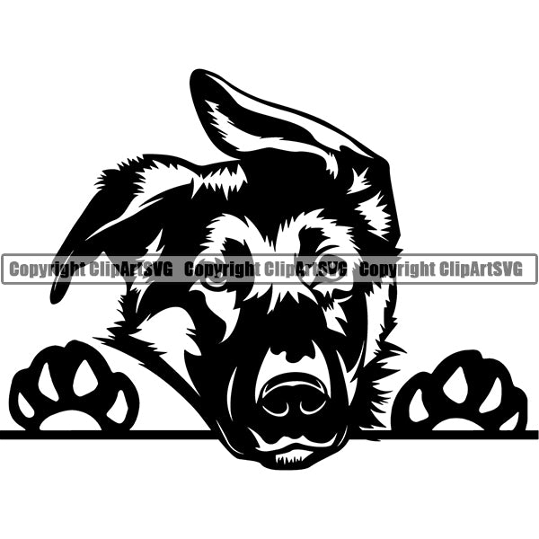 German Shepherd Peeking Dog Breed ClipArt SVG 007