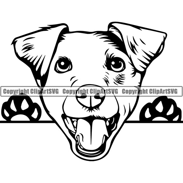 Jack Russell Terrier Peeking Dog Breed ClipArt SVG 005