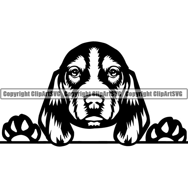 Basset Hound Peeking Dog Breed Clipart SVG 002