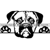 American Bulldog Peeking Dog Breed Clipart SVG