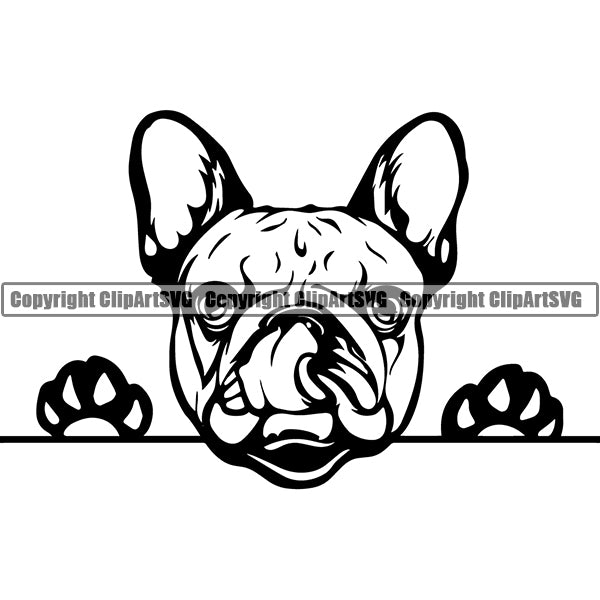 French Bulldog Peeking Dog Breed ClipArt SVG 006