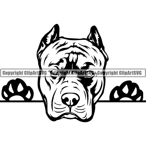 Pit Bull Peeking Dog Breed ClipArt SVG 016