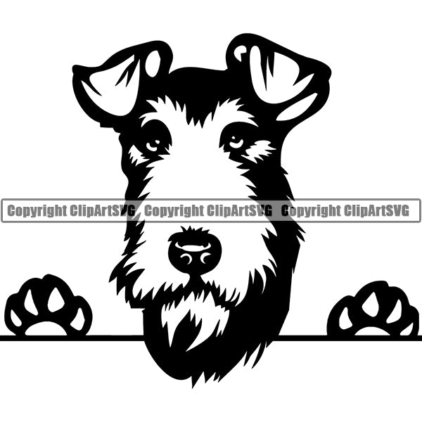 Fox Terrier Peeking Dog Breed ClipArt SVG 001