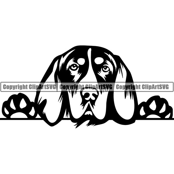 American English Coonhound Peeking Dog Breed Clipart SVG 001