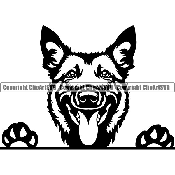 Belgian Shepherd Peeking Dog Breed Clipart SVG 002