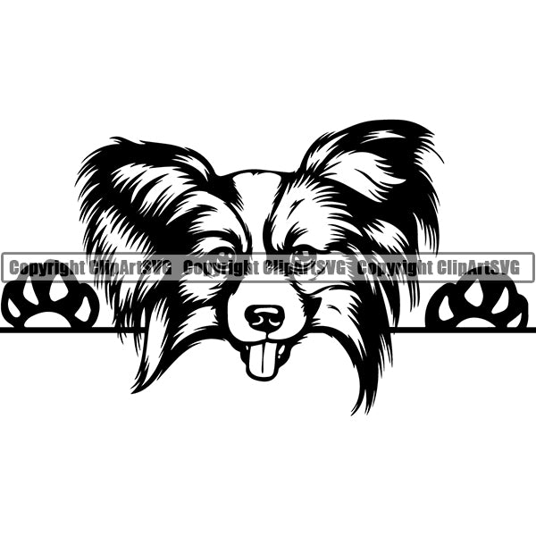 Papillon Peeking Dog Breed ClipArt SVG 002