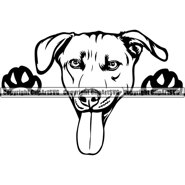 Rhodesian Ridgeback Peeking Dog Breed ClipArt SVG 002