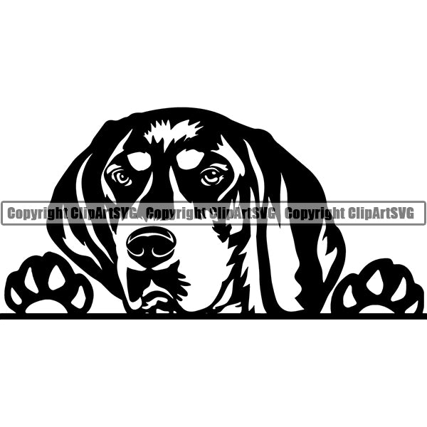 Bluetick Coonhound Peeking Dog Breed Clipart SVG 002
