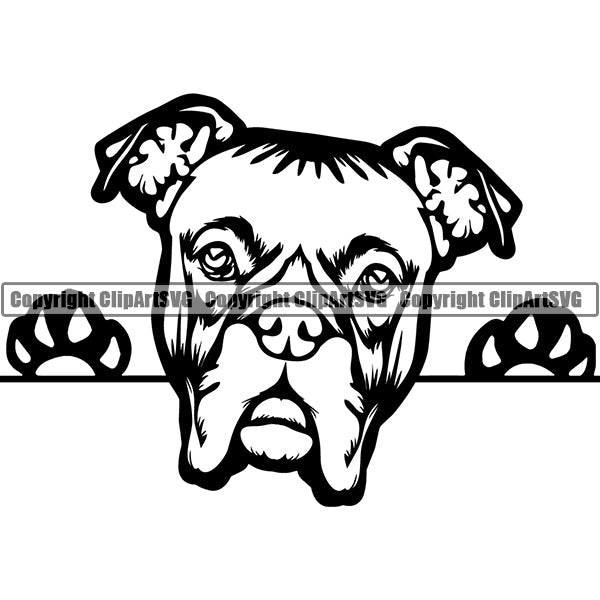 Boxer Peeking Dog Breed Clipart SVG 004