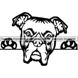 Boxer Peeking Dog Breed Clipart SVG 004