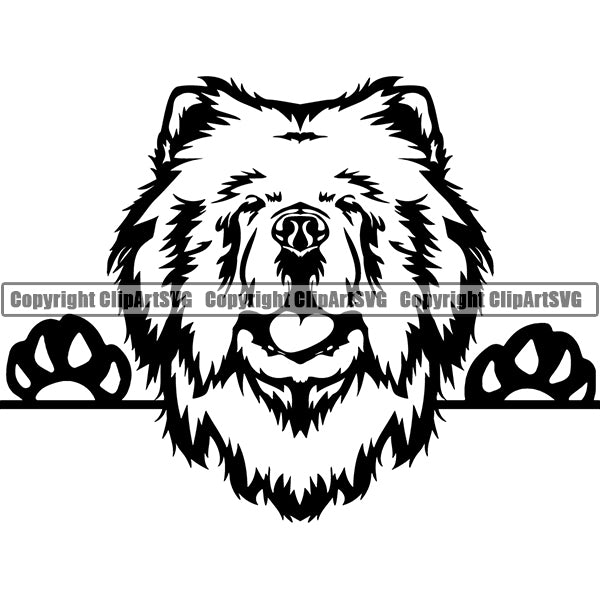 Chow Chow Peeking Dog Breed Clipart SVG 002