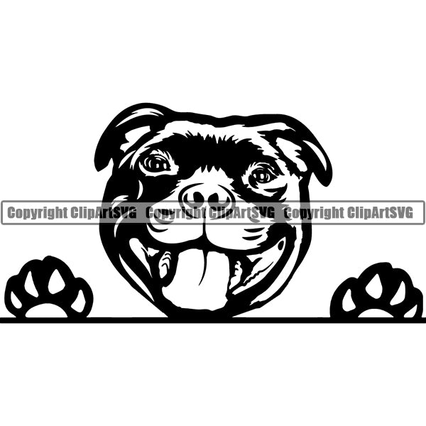 Staffordshire Bull Terrier Peeking Dog Breed ClipArt SVG 001