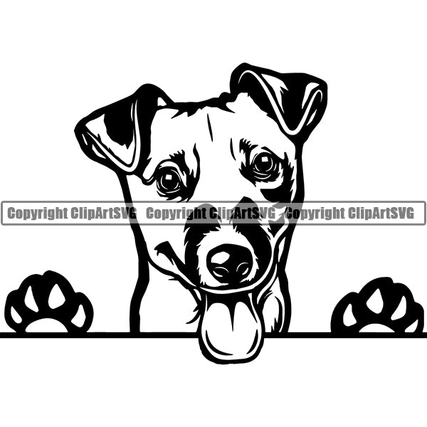 Jack Russell Terrier Peeking Dog Breed ClipArt SVG 004
