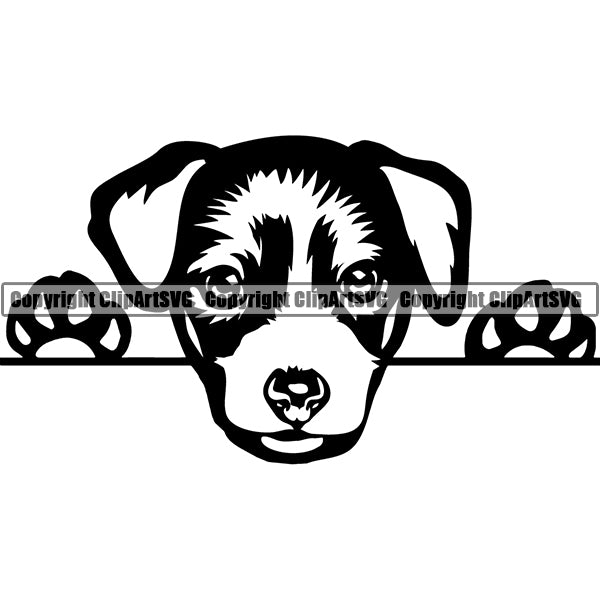 Jack Russell Terrier Peeking Dog Breed ClipArt SVG 008