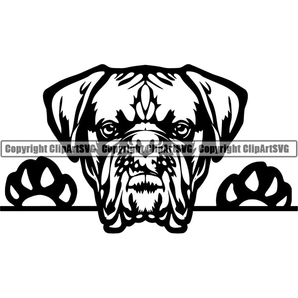 Dogue De Bordeaux Peeking Dog Breed ClipArt SVG 003