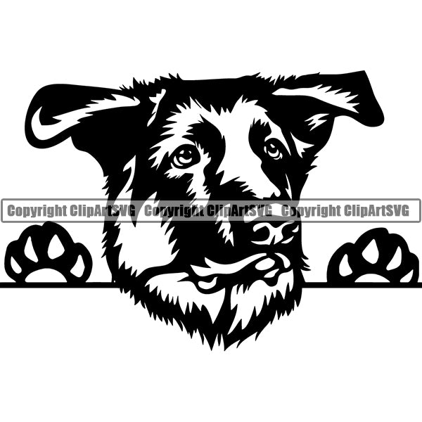 German Shepherd Peeking Dog Breed ClipArt SVG 012