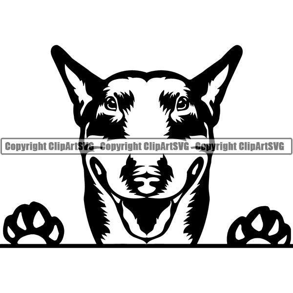Bull Terrier Peeking Dog Breed Clipart SVG 003