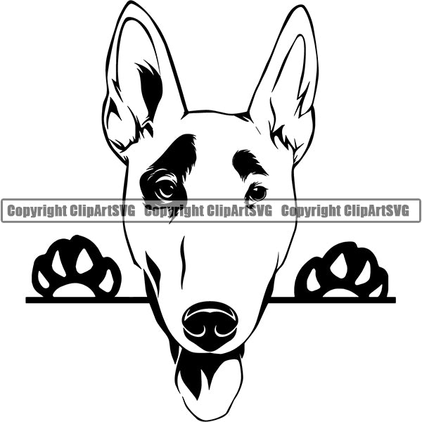 Bull Terrier Peeking Dog Breed Clipart SVG 002