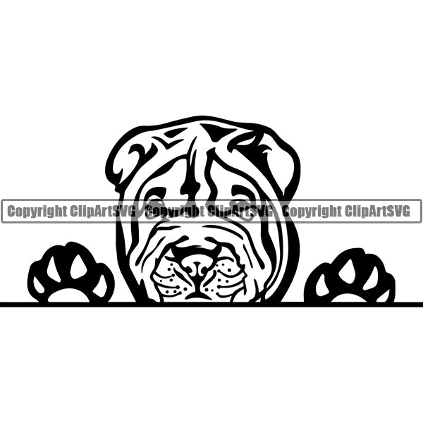 Shar Pei Peeking Dog Breed ClipArt SVG 003