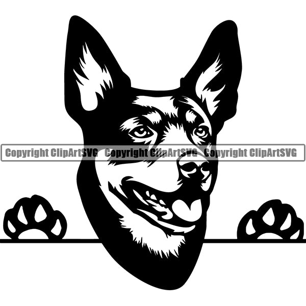 Australian Kelpie Peeking Dog Breed Clipart SVG 002