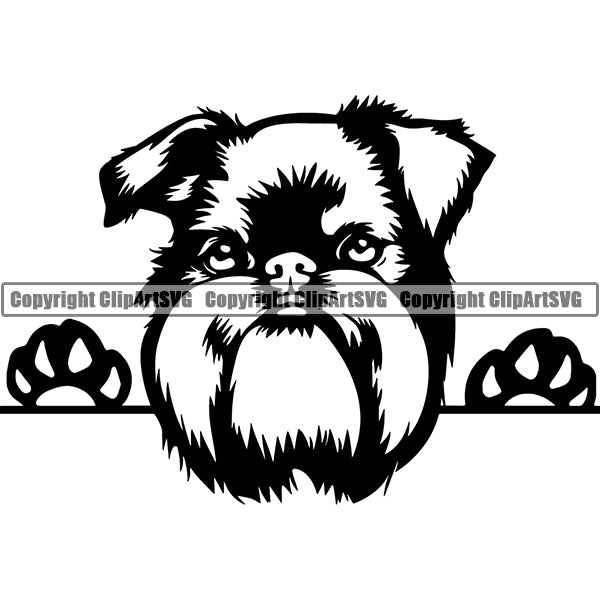Griffon Bruxellois Peeking Dog Breed ClipArt SVG