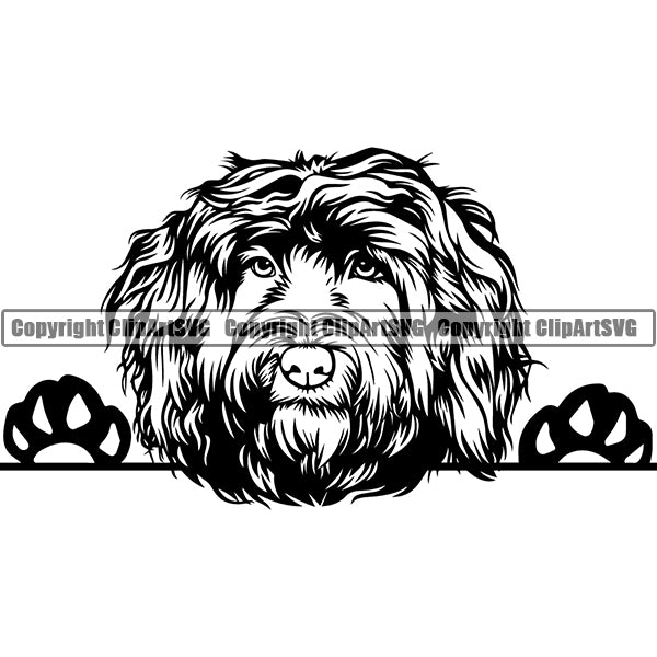 Portuguese Water Peeking Dog Breed ClipArt SVG