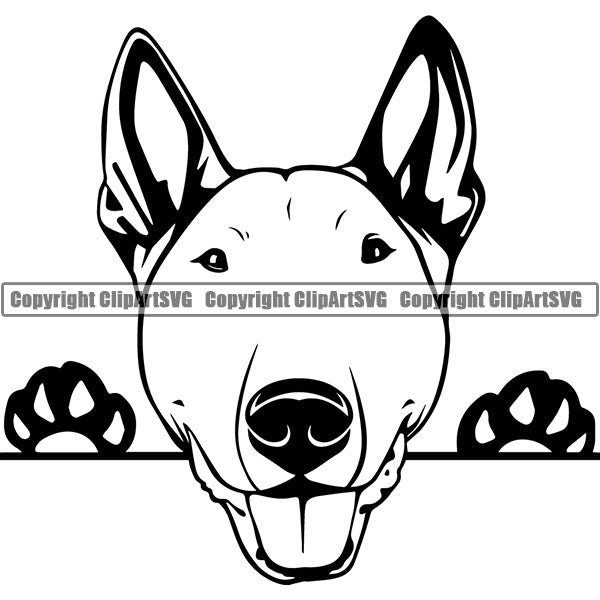 Bull Terrier Peeking Dog Breed Clipart SVG 001