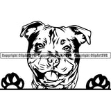 Staffordshire Bull Terrier Peeking Dog Breed ClipArt SVG 002