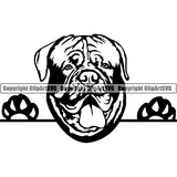 Dogue De Bordeaux Peeking Dog Breed ClipArt SVG 001