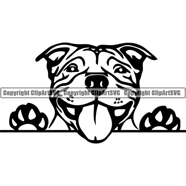 Pit Bull Peeking Dog Breed ClipArt SVG 025