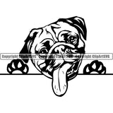 Pug Peeking Dog Breed ClipArt SVG 002