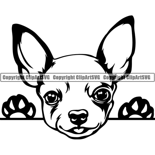 Chihuahua Peeking Dog Breed Clipart SVG 002