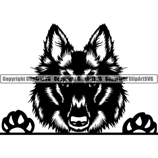 Belgian Shepherd Peeking Dog Breed Clipart SVG 001