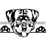 Rottweiler Peeking Dog Breed ClipArt SVG 003