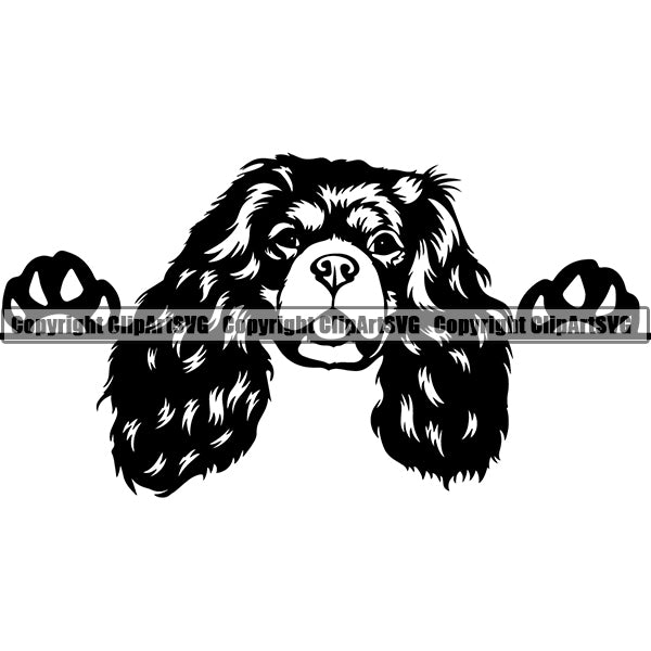 Cavalier King Charles Spaniel Peeking Dog Breed Clipart SVG 002