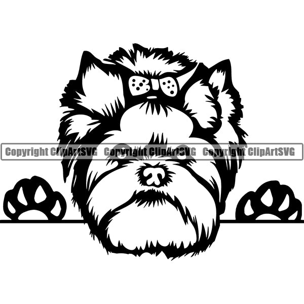 Yorkshire Terrier Peeking Dog Breed ClipArt SVG 010