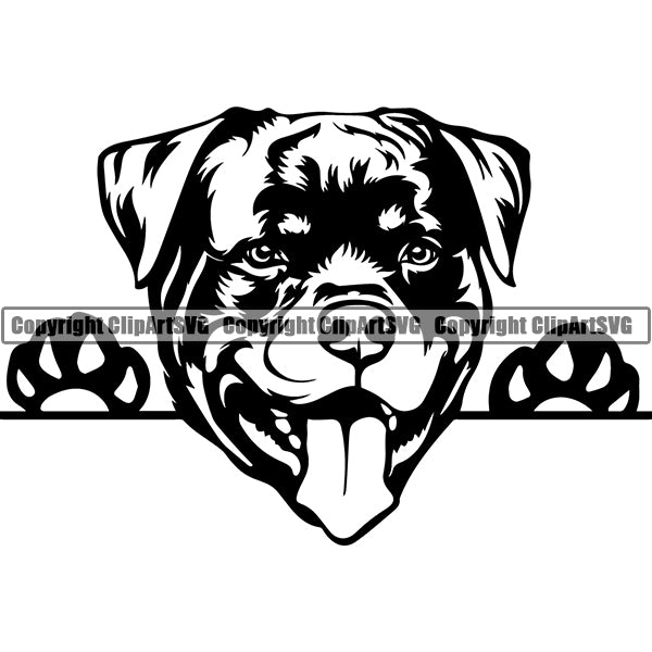 Rottweiler Peeking Dog Breed ClipArt SVG 006
