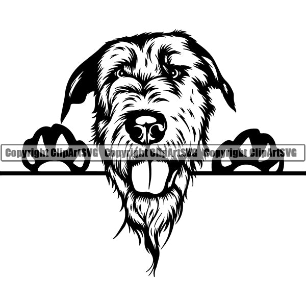 Irish Wolfhound Peeking Dog Breed ClipArt SVG