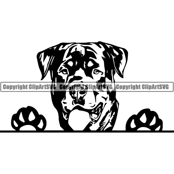Rottweiler Peeking Dog Breed ClipArt SVG 010