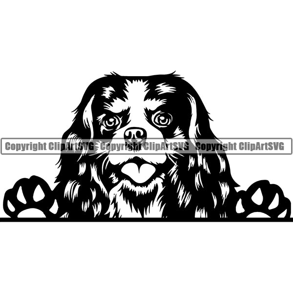 Cavalier King Charles Spaniel Peeking Dog Breed Clipart SVG 004