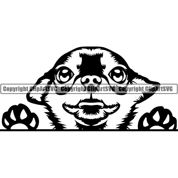 Chihuahua Peeking Dog Breed Clipart SVG 008